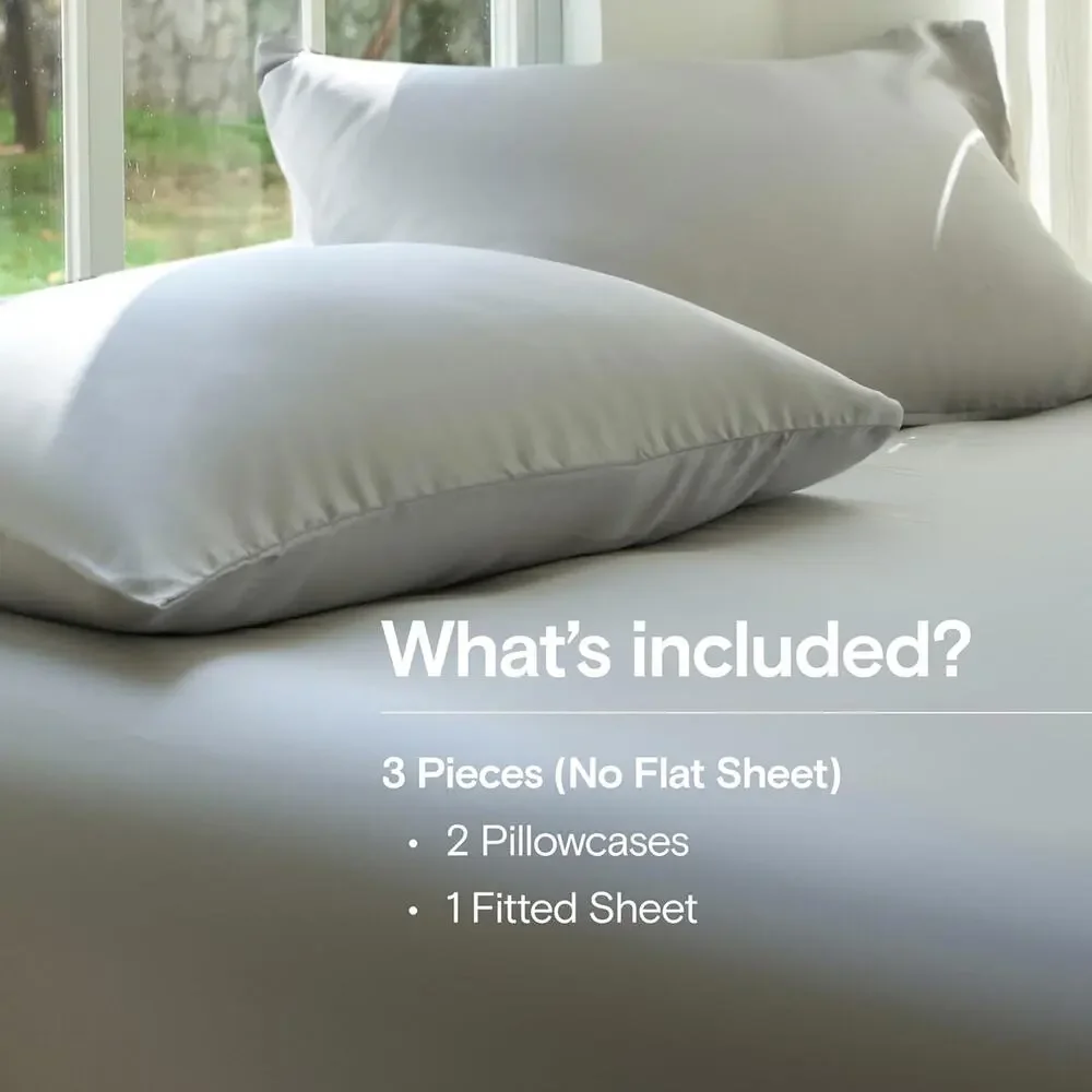 NWT Sijo DOZ Bamboo Sheet Set 3 PC- 2 Pillowcases 1 Fitted Sheet Dove Gray Q